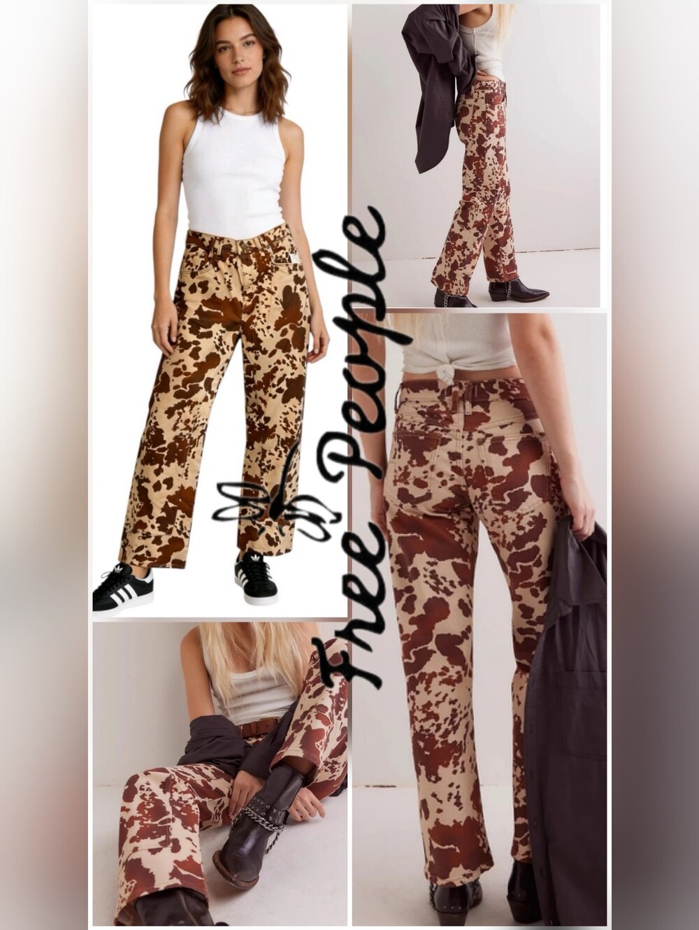 We The Free Risk Taker High-Rise Wide-Leg Printed Pants In Tea Combo